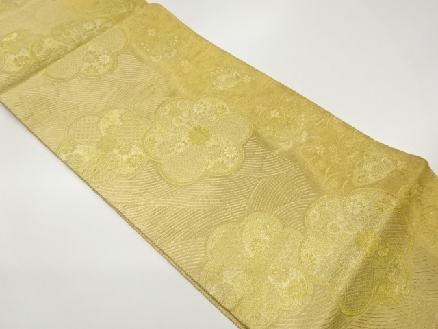 波に花・蝶模様織出し袋帯